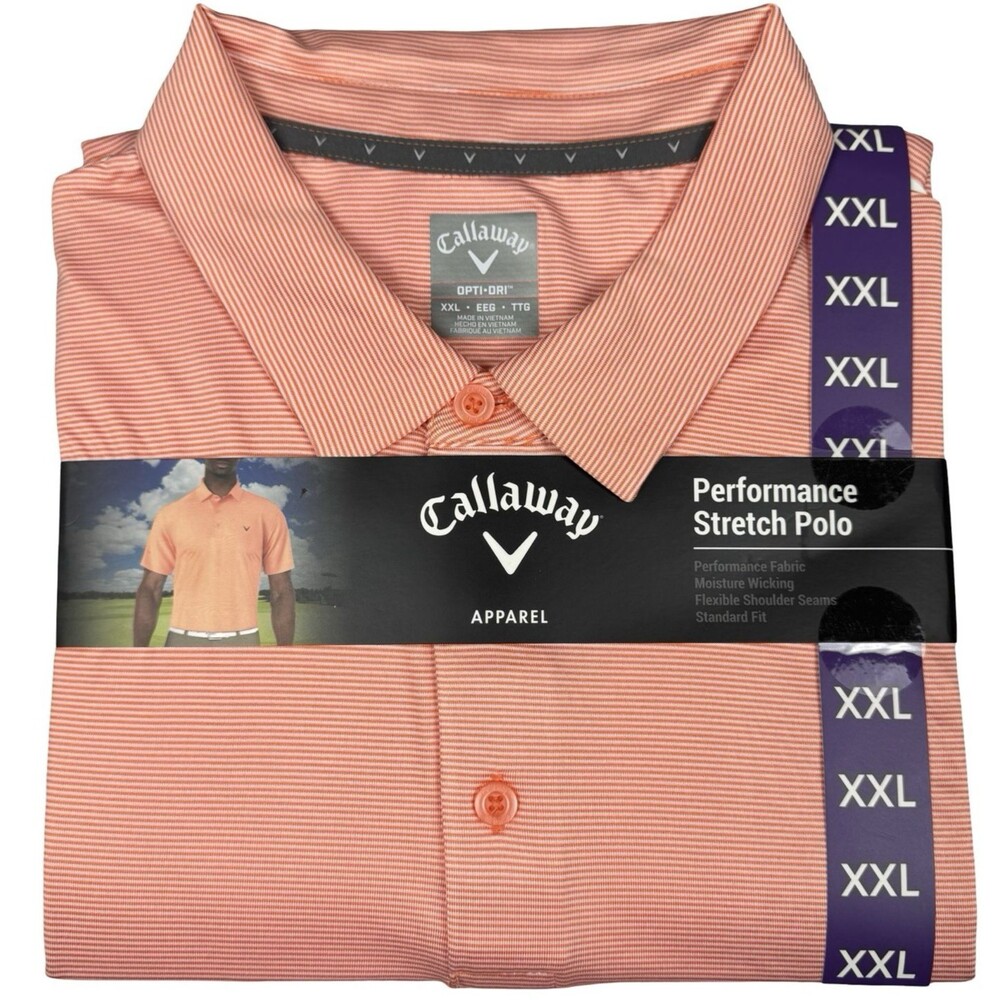 Callaway Mens XXL Polo Shirt Golf Opti-Dri Coral Chic Performance Stretch New